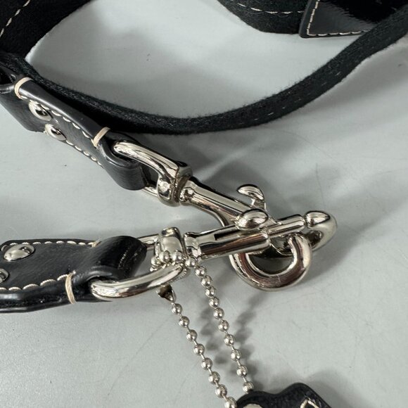 Coach Black Cotton with Black Patern Leather Adjustable Strap w/Fob - Picture 3 of 10